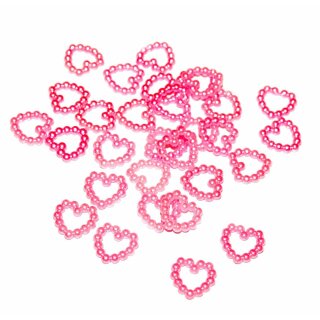50 Perlen Herz-Konfetti in Rosa 1cm Durchmesser