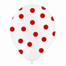 Bunte Ballons Wei&szlig; mit roten Punkten/ Dot