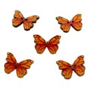 6 Schmetterlings-Holzkn&ouml;pfe Orange rote Streifen