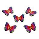 6 Schmetterlings Kn&ouml;pfe Regenbogen aus Holz