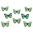 6 Schmetterlings Kn&ouml;pfe T&uuml;rkis-Schwarz aus Holz