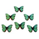 6 Schmetterlings Kn&ouml;pfe T&uuml;rkis-Braun aus Holz 28mm