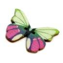 6 Schmetterlings Kn&ouml;pfe Hellgr&uuml;n-Pink aus Holz...