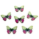 6 Schmetterlings Kn&ouml;pfe Hellgr&uuml;n-Pink aus Holz...
