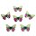 6 Schmetterlings Kn&ouml;pfe Hellgr&uuml;n-Pink aus Holz 28mm