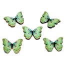 6 Schmetterlings Holzkn&ouml;pfe Hellblau-T&uuml;rkis