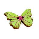 6 Schmetterlings Kn&ouml;pfe Gr&uuml;n mit pinkfarbenen...