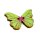 6 Schmetterlings Kn&ouml;pfe Gr&uuml;n mit pinkfarbenen Streifen