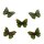 6 Schmetterlings Holzkn&ouml;pfe Gr&uuml;n mit roten Streifen 28mm