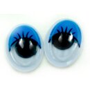 Wackelaugen Oval mit Wimpern blau Selbstklebend