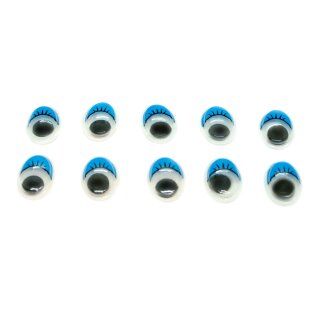 10 Wackelaugen Oval blaue Wimpern Selbstklebend