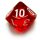 10-Seitige W&uuml;rfel Transparent-Rot mit Zahlen 1-10