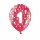 Bunte Ballons 1. Geburtstag mit Zahlen Rot