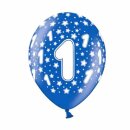 Bunte Ballons 1. Geburtstag mit Zahlen Dunkel-Blau