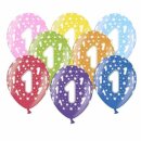 Bunte Ballons 1. Geburtstag mit Zahlen Rosa