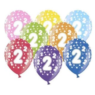 Bunte Ballons 2. Geburtstag mit Zahlen Hell-Blau