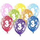 Bunte Ballons 3. Geburtstag mit Zahlen Orange