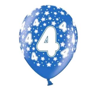 10 Bunte Ballons 4. Geburtstag mit Zahlen Dunkel-Blau