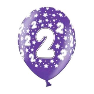 10 Bunte Ballons 2. Geburtstag mit Zahlen Lila