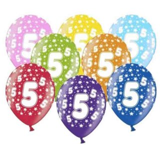 Bunte Ballons 5. Geburtstag mit Zahlen Gelb