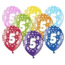 Bunte Ballons 5. Geburtstag mit Zahlen Gr&uuml;n