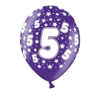 Bunte Ballons 5. Geburtstag mit Zahlen Lila