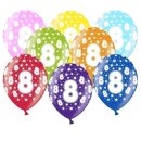Bunte Ballons 8. Geburtstag mit Zahlen Gelb