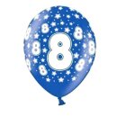 Bunte Ballons 8. Geburtstag mit Zahlen Dunkel-Blau
