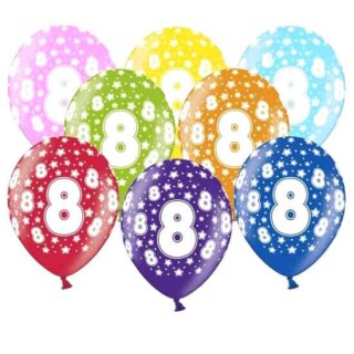 10 Bunte Ballons 8. Geburtstag mit Zahlen