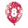 10 Bunte Ballons 8. Geburtstag mit Zahlen Rot