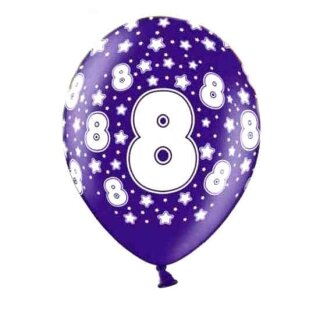 10 Bunte Ballons 8. Geburtstag mit Zahlen Lila