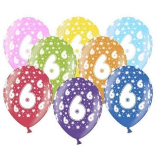 Bunte Ballons 6. Geburtstag mit Zahlen Gelb