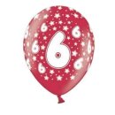 Bunte Ballons 6. Geburtstag mit Zahlen Rot