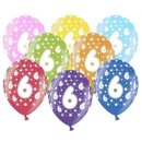 Bunte Ballons 6. Geburtstag mit Zahlen Dunkel-Blau
