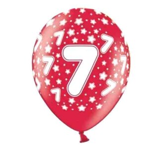 Bunte Ballons 7. Geburtstag mit Zahlen Rot