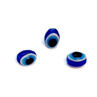 50 G&ouml;z Perlen Oval 6 x 8mm Transparent- Dunkel-Blau