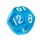 12-Seitige W&uuml;rfel Transparent-Blau Zahlen 1-12