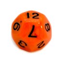 12-Seitige W&uuml;rfel Orange mit schwarzen Zahlen 1-12
