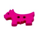 10 Hunde Holz-Kn&ouml;pfe Pink 26mm 2Loch Terrier