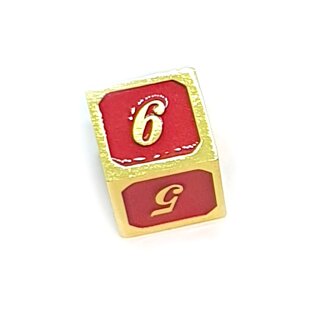 6 Seitiger Metall-W&uuml;rfel Gold-Rot Zahlen