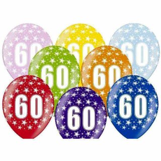 Bunte Ballons 60. Geburtstag in Gelb wei&szlig;en Zahlen