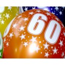 10 Farbige Ballons 60. Geburtstag Bunt mit wei&szlig;en Zahlen