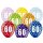 5 Farbige Ballons 60. Geburtstag Gr&uuml;n mit wei&szlig;en Zahlen