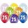 Einzelne Ballons 25. Geburtstag Bunt mit Zahlen einzeln