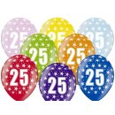 5 Farbige Ballons 25. Geburtstag Rosa mit Zahlen