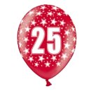 5 Farbige Ballons 25. Geburtstag Rosa mit Zahlen