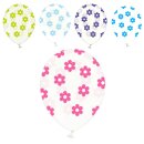 Transparente Ballons mit bunten Bl&uuml;ten Einzeln