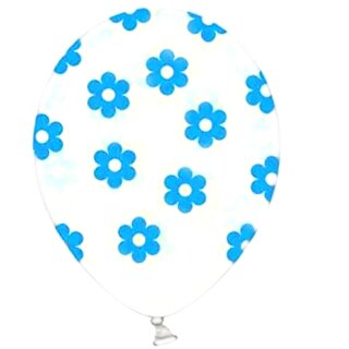 Transparente Ballons mit Bl&uuml;ten in Blau Einzeln