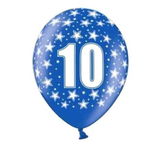 Einzelne Ballons Blau 10. Geburtstag mit wei&szlig;en Zahlen