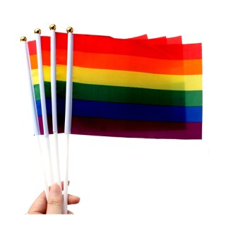 10 Regenbogenfahnen Hand-Flaggen 20*14cm